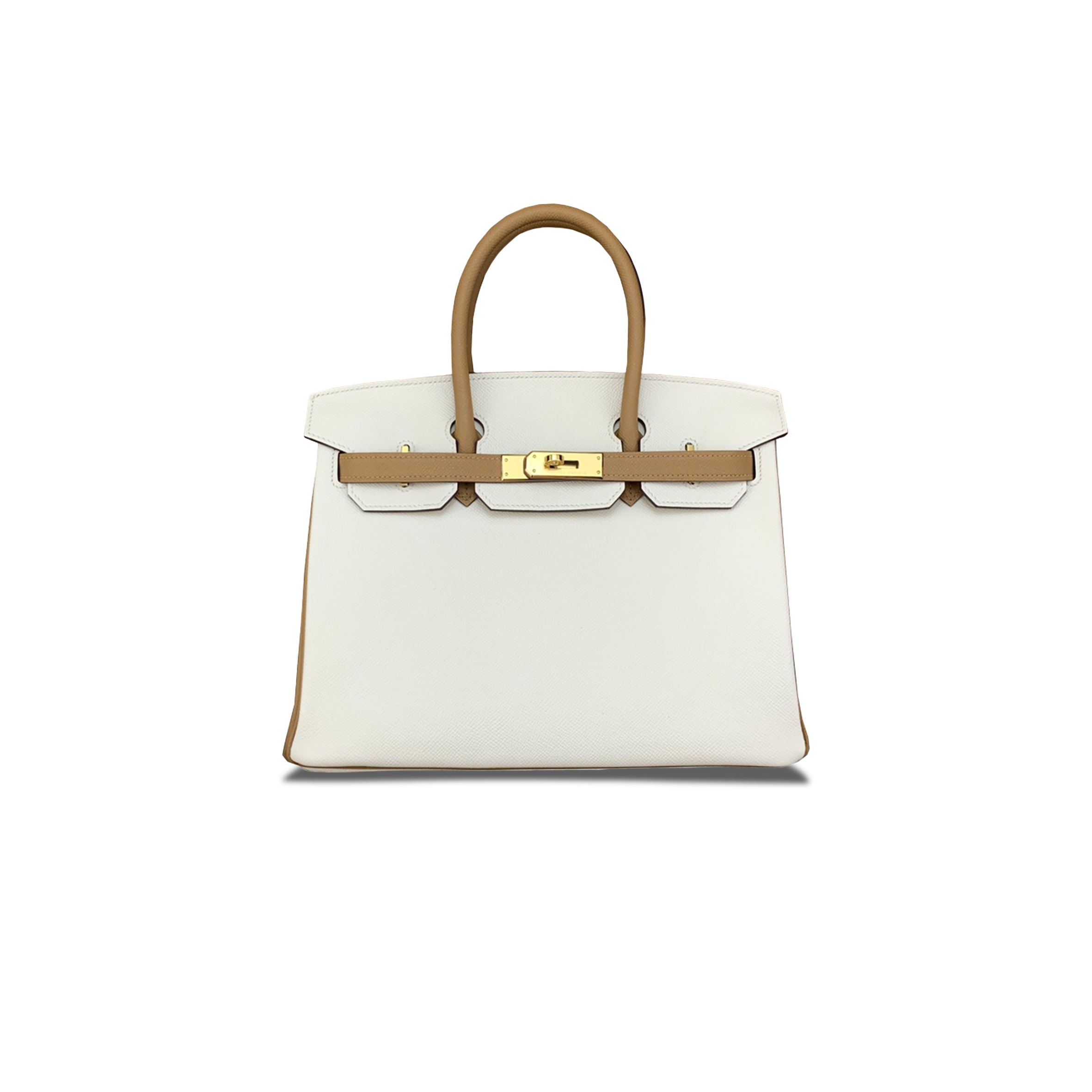 HERMES BIRKIN 30 TOGO LEATHER MILKSHAKE WHITE BISCUIT COLOR GOLD BUCKLE HANDBAG 2929278431 (30*23*15cm)